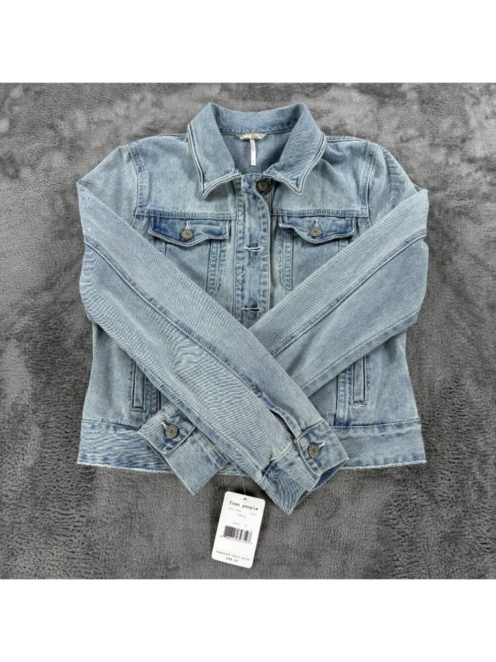 Free People Forge Denim Jacket Womens S Light Wash Blue Paisley Lined NWT OB4799
